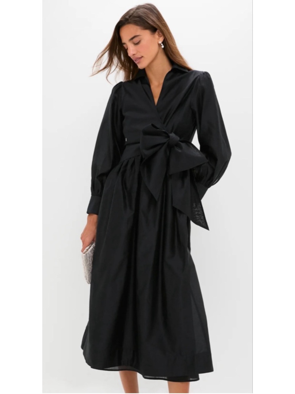 NWT Tuckernuck Black Tie Front Bow Bea Maxi Dress S - Picture 2 of 5